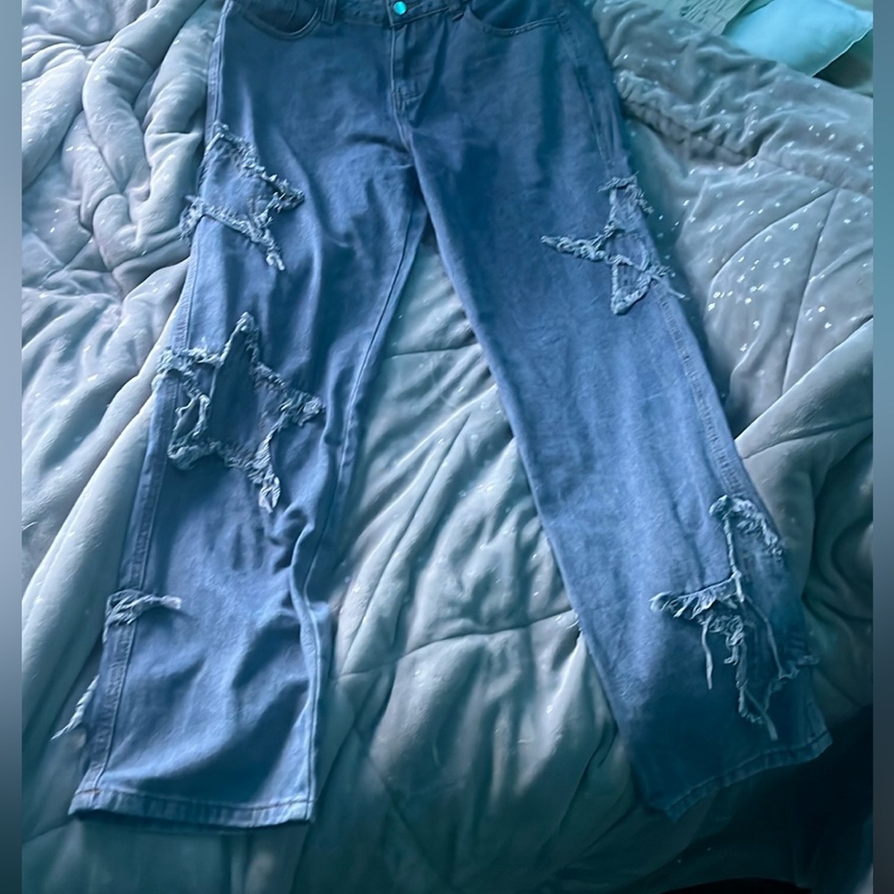 High rise Star embroidered jeans
